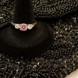 Rose October Birthstone Ring, three stones
